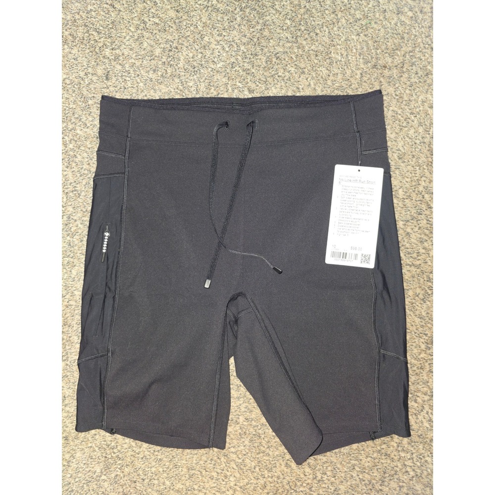 Lululemon No Line HR Run Short 8" Black High Rise Mesh Pocket LW7DSSS size 10